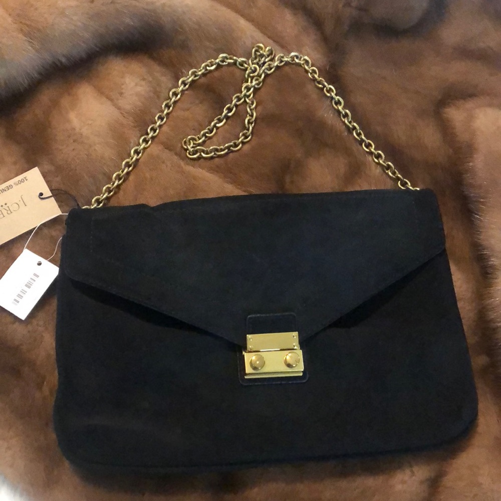 NWT - J Crew leather purse with gold chain